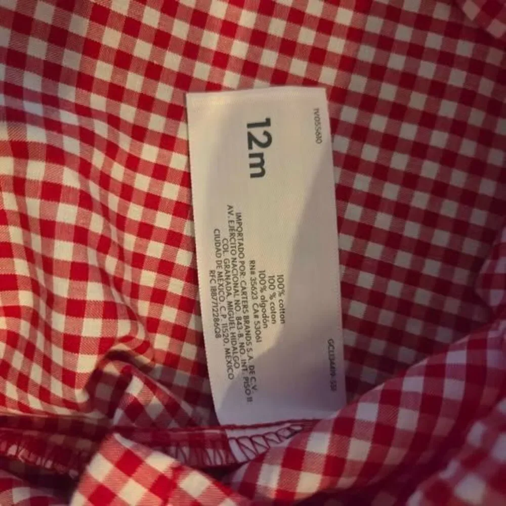 Carters boys 12 month red and white gingham one piece outfit new with tags